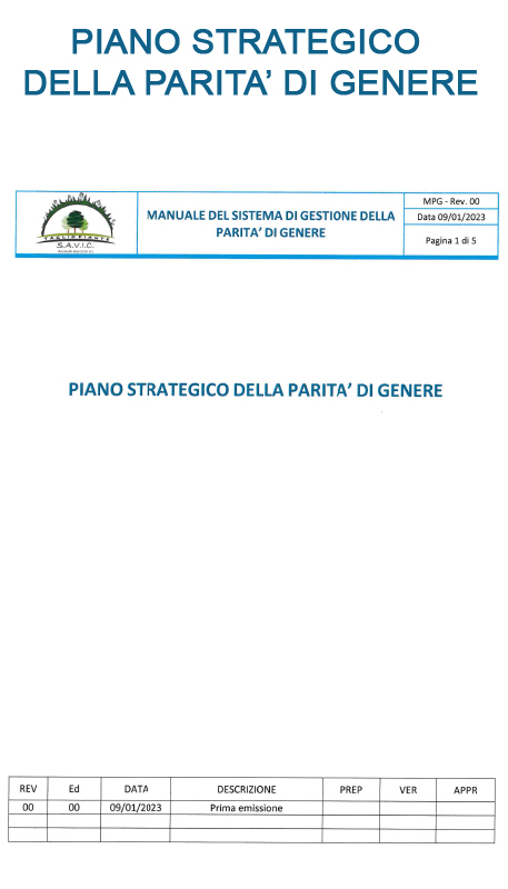piano strategico della parità di genere savic taglio pianta